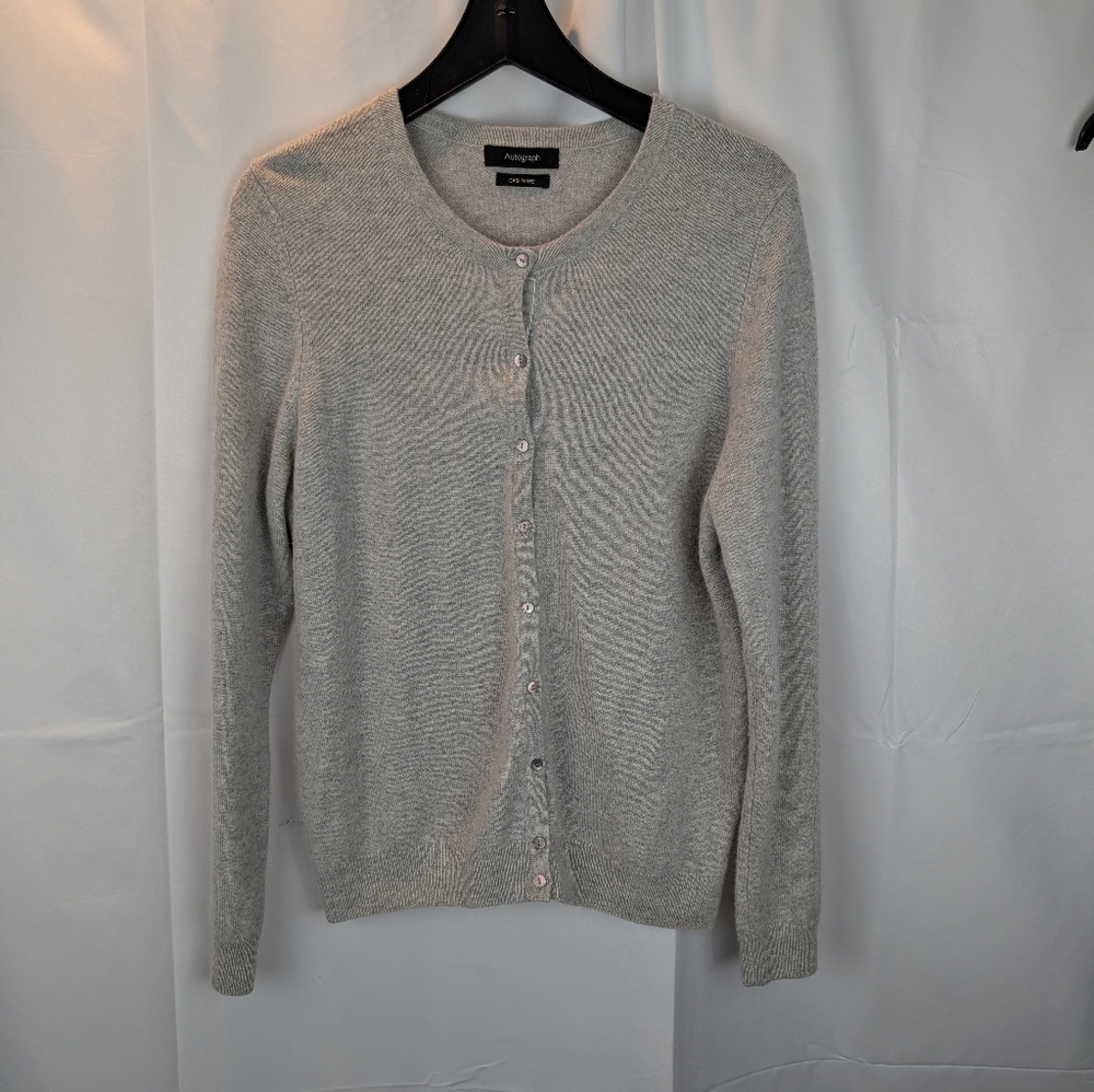 Autograph Light Gray Button-Up Cardigan